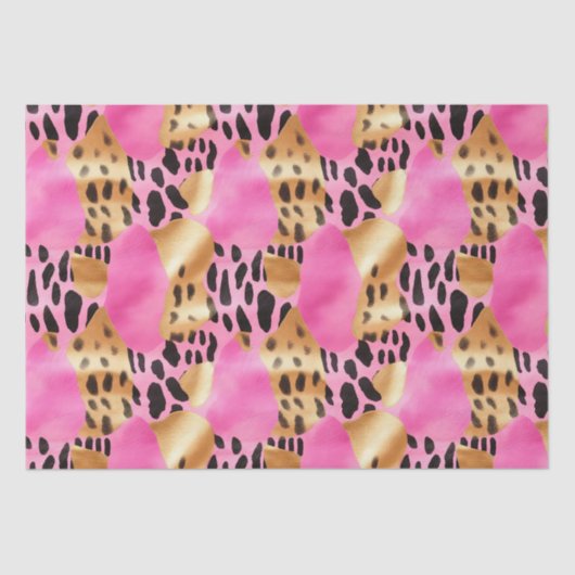 Roze Gouden Glam Luipaard Print Tissuepapier (Voorkant)