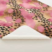 Roze Gouden Glam Luipaard Sherpa Deken (3/4)