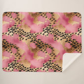 Roze Gouden Glam Luipaard Sherpa Deken (Voorkant (horizontaal))