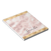 Roze Gouden Glam Strepen gepersonaliseerd Monogram Notitieblok (Schuin)