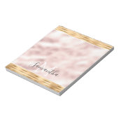 Roze Gouden Glam Strepen gepersonaliseerd Monogram Notitieblok (Linkerzijde)