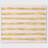 Roze Gouden Glam Stripes Cadeaupapier (Vlak)