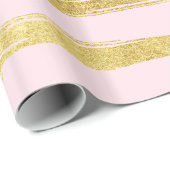 Roze Gouden Glam Stripes Cadeaupapier (Rol Hoek)