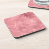 Roze Gouden Glam Waterverf Liefdesharten Bier Onderzetter (Linkerzijde)