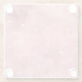 Roze Gouden Glam Waterverf Liefdesharten Glazen Onderzetter (Achterkant)