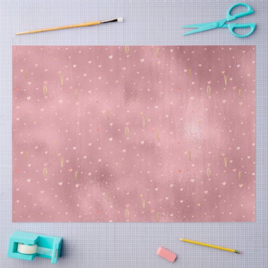 Roze Gouden Glam Waterverf Liefdesharten Tissuepapier (Craft)