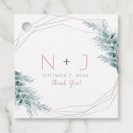 Roze Gouden Glamour Geometrische Botanische Trouw Bedankjes Labels