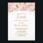 Roze Gouden Glamour Roos 40e Verjaardags Uitnodigi Kaart<br><div class="desc">Meer elegante bloemuitnodigingen in de winkel van Little Bayleigh! wij hebben gebruik gemaakt van afbeeldingen van www.createthecut.com</div>