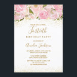 Roze Gouden Glamour Roos 40e Verjaardags Uitnodigi Kaart<br><div class="desc">Meer elegante bloemuitnodigingen in de winkel van Little Bayleigh! wij hebben gebruik gemaakt van afbeeldingen van www.createthecut.com</div>