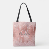 Roze gouden glans roze glittersparels monogram gla tote bag (Achterkant)