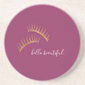 Roze gouden glans wimpers zandsteen onderzetter (Voorkant)