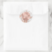 Roze Gouden Glans Witte Marmeren Bruiloft Ronde Sticker (Tas)