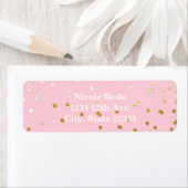 Roze & Gouden Glanzende Confetti Stippen Chic Mode Etiket (Insitu)