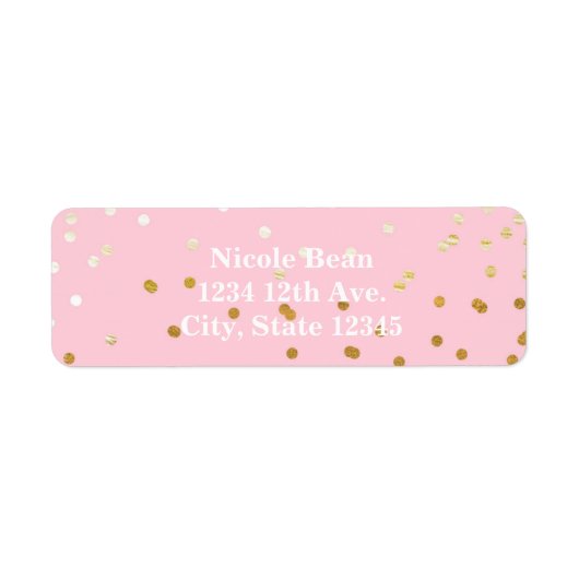 Roze & Gouden Glanzende Confetti Stippen Chic Mode Etiket (Voorkant)