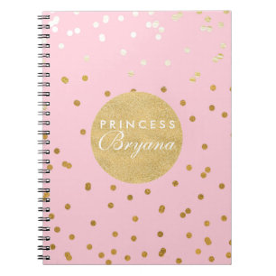 Roze & Gouden Glanzende Confetti Stippen Moderne N Notitieboek