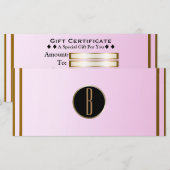 Roze Gouden Glanzende Glam Monogram Cadeaubon (Voorkant / Achterkant)