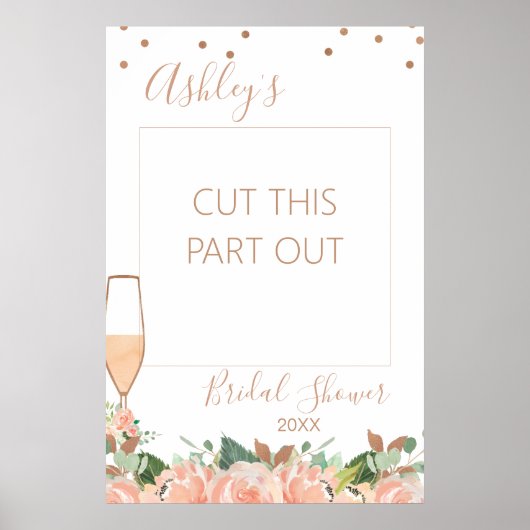 Roze Gouden Glas Bruidsdouche Fotocabine Frame Poster (Voorkant)