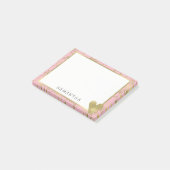 Roze gouden glazen cirkels met hart op maat post-it® notes (Schuin)
