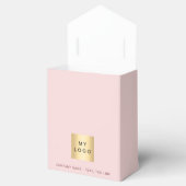 Roze gouden glinster druppels bedrijfslogo QR-code Bedankdoosjes (Geopend)