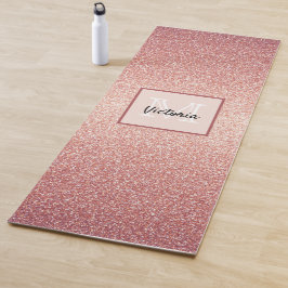 Roze gouden glinster monogram yogamat