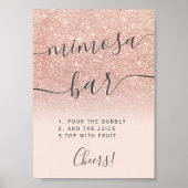 Roze gouden glinster ombre blozen mimosa bar poster (Voorkant)