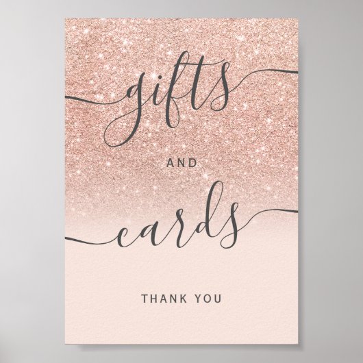 Roze gouden glinster ombre blush bruiloft cadeaus  poster (Voorkant)