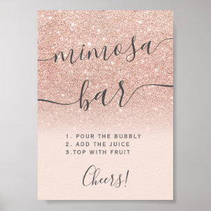 Roze gouden glinster ombre blush mimosa bar poster