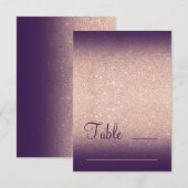 Roze gouden glinster paarse ombre zitplaats kaart (Voorkant / Achterkant)