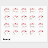 Roze gouden glinster roze bloem gracias favor ronde sticker (Vel)