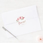 Roze gouden glinster roze bloem gracias favor ronde sticker (Envelop)