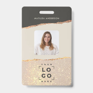 Roze gouden glinster roze en zwart meisjesachtig e badge
