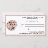 Roze gouden glinsterend hart grijs logo cadeaubon (Achterkant)