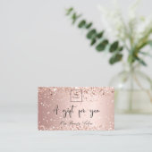 Roze gouden glinsterend logo qr code cadeaubon  visitekaartje (Staand voorkant)