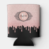 Roze gouden glinsterend monogram blikjeskoeler (Achterkant)