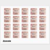 Roze gouden glinsterend script soja kaarslabel vierkante sticker (Vel)