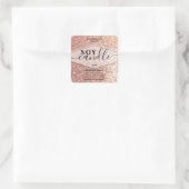 Roze gouden glinsterend script soja kaarslabel vierkante sticker (Tas)