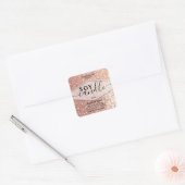 Roze gouden glinsterend script soja kaarslabel vierkante sticker (Envelop)