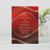 Roze gouden glinsterende chique trouwkaart kaart (Staand voorkant)