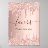 Roze gouden glinsterende druipende party favor bor poster (Voorkant)
