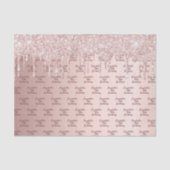 Roze gouden glinsterende druppels roze monogram tissuepapier (Voorkant)