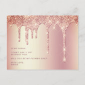 Roze gouden glinsterende druppels, wil je mijn blo uitnodiging briefkaart (Achterkant)