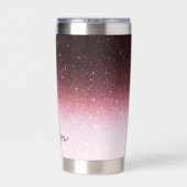 Roze gouden glinsterende gradiënt gepersonaliseerd geïsoleerde drinkbeker (Achterkant)