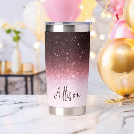 Roze gouden glinsterende gradiënt gepersonaliseerd geïsoleerde drinkbeker (Vrijgezellenfeest)