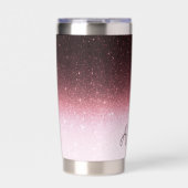 Roze gouden glinsterende gradiënt gepersonaliseerd geïsoleerde drinkbeker (Voorkant)