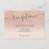 Roze gouden glinsterende ombre blush script recept informatiekaartje (Voorkant)