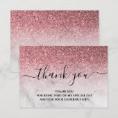 Roze gouden glinsterende roze dank je kaart (Voorkant / Achterkant)