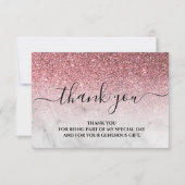 Roze gouden glinsterende roze dankkaart bedankkaart (Voorkant)