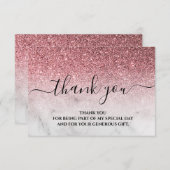 Roze gouden glinsterende roze dankkaart bedankkaart (Voorkant / Achterkant)