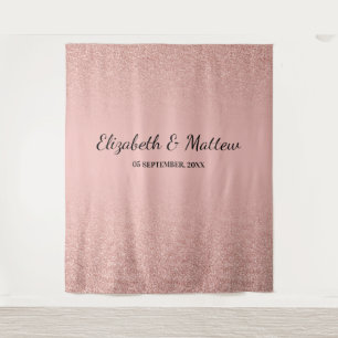 Roze gouden glinsterende roze wedding achtergrond wandkleed