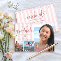 Roze gouden glinsterende script afstudeerfoto coll